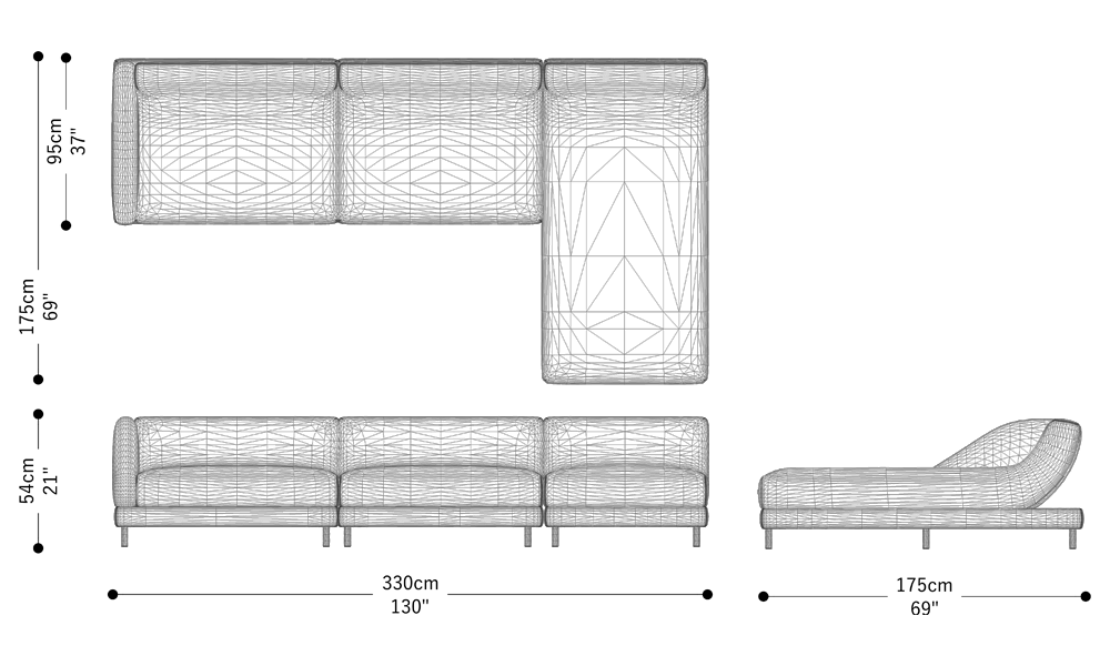 Image of the main dimensions of the product